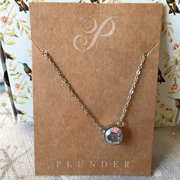 NEW Silver Iridescent Pendant Necklace - Picture 6 of 8